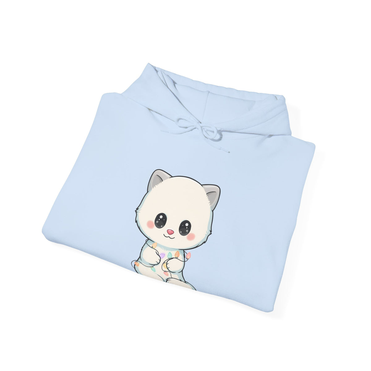 Kawaii Arctic Fox Hoodie with Fairy Lights