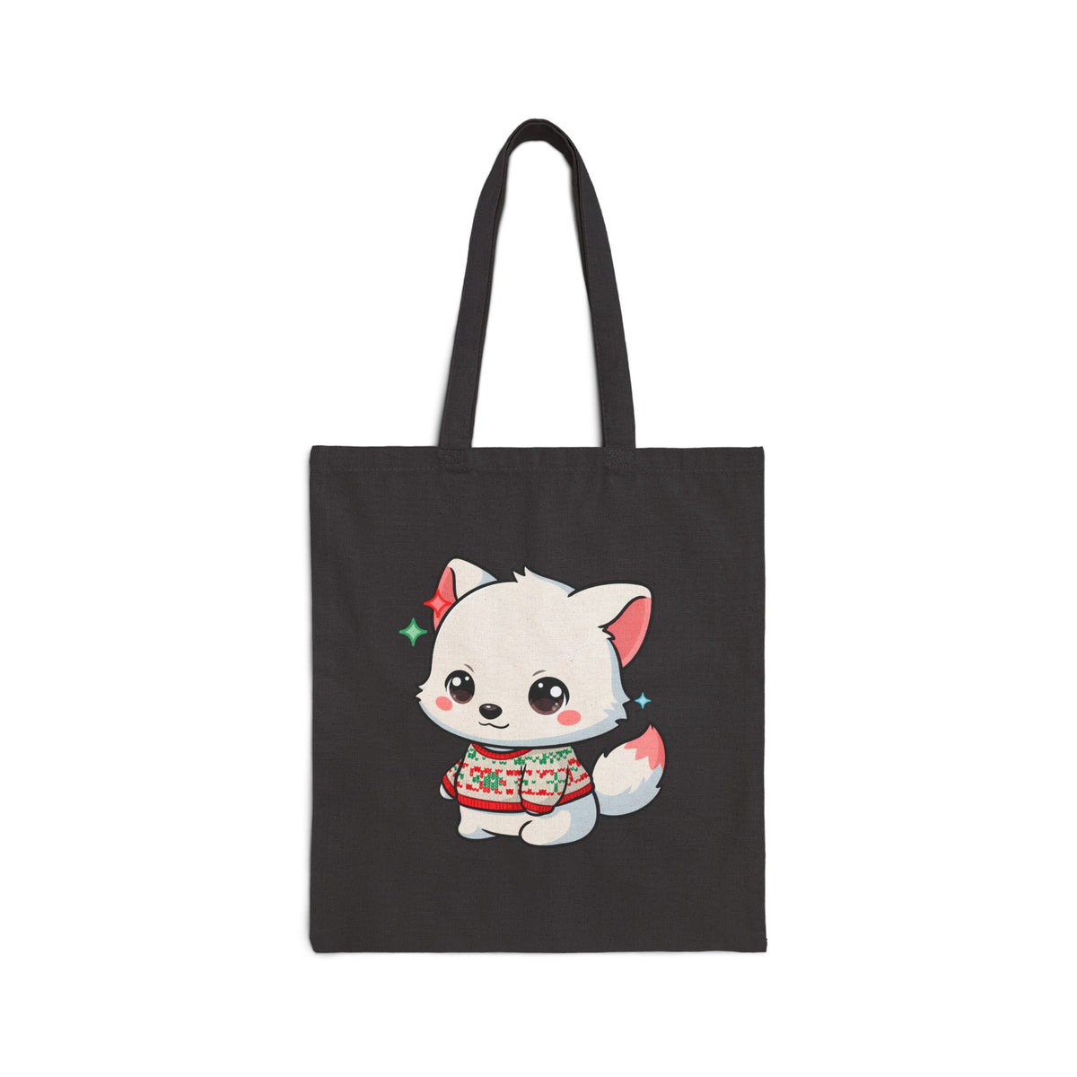 Kawaii Arctic Fox Christmas Tote Bag