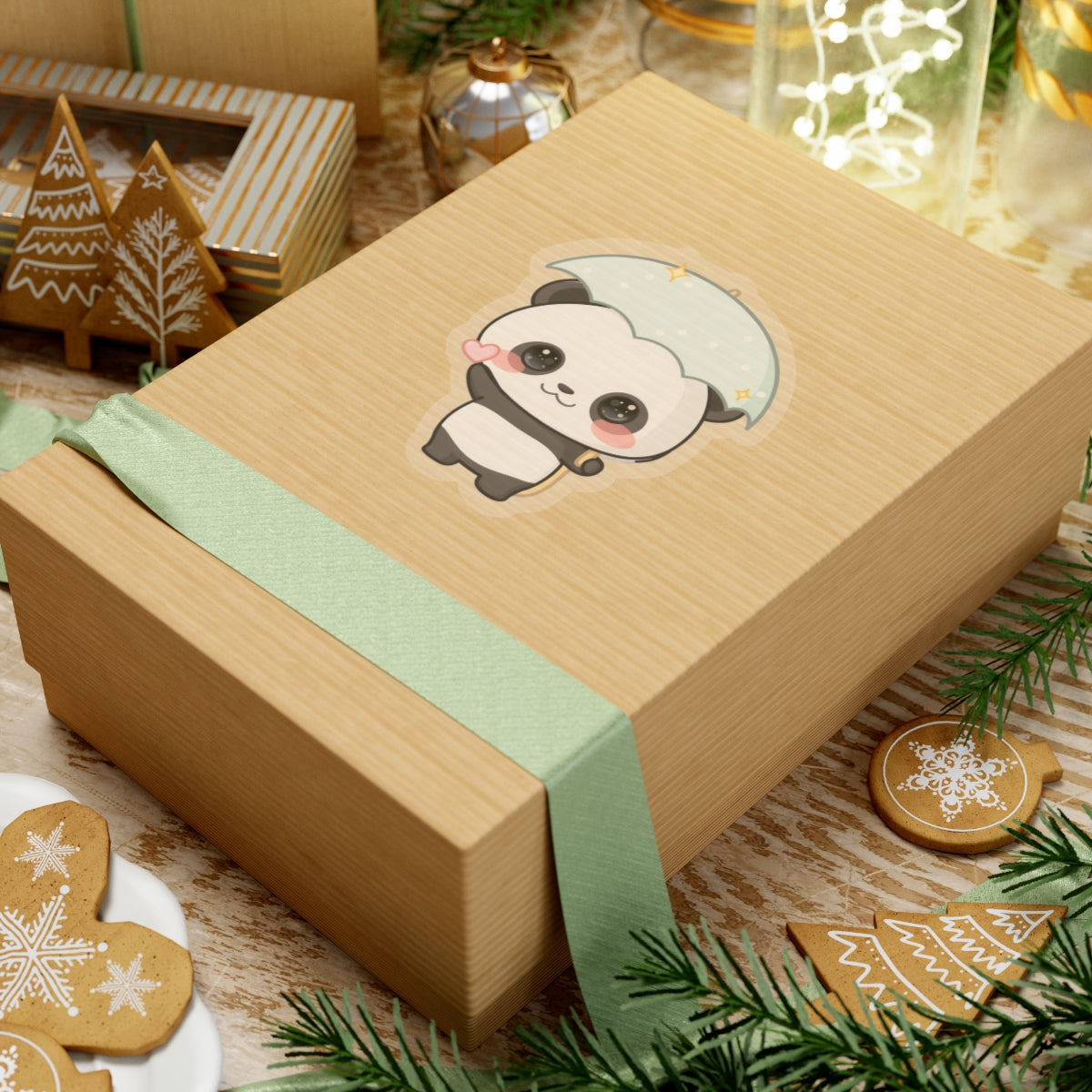 Kawaii Panda Umbrella Sticker for Cute Rainy Day Decor