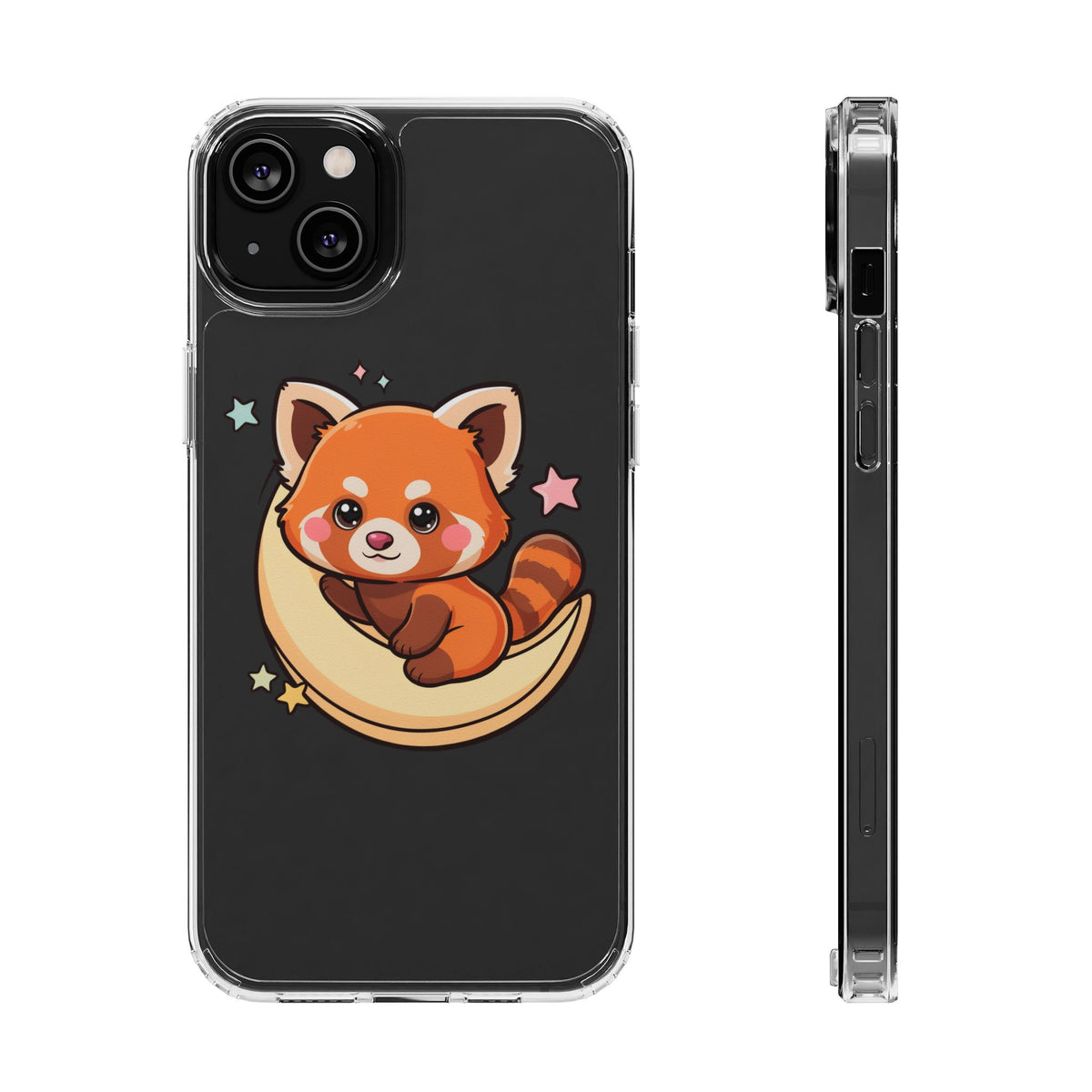 Red Panda Phone Case, Kawaii Moon Companion