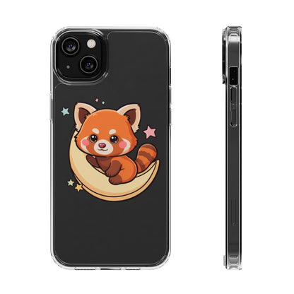 Red Panda Phone Case, Kawaii Moon Companion