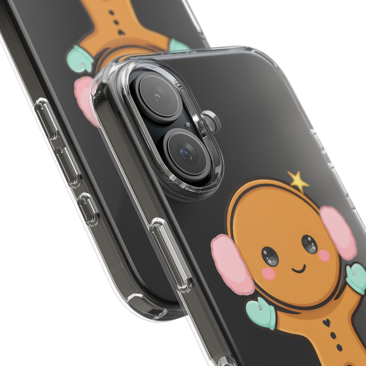 Kawaii Gingerbread Phone Case, Cute Winter Character