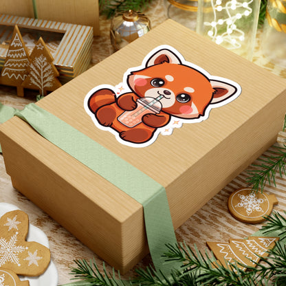 Kawaii Red Panda Bubble Tea Sticker for Boba Lovers