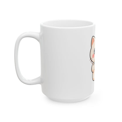 Kawaii Cat Latte Mug, Cute Chibi Coffee Lover Gift