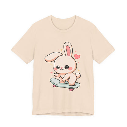 Kawaii Bunny Skateboard T-Shirt for Cute Style Fans