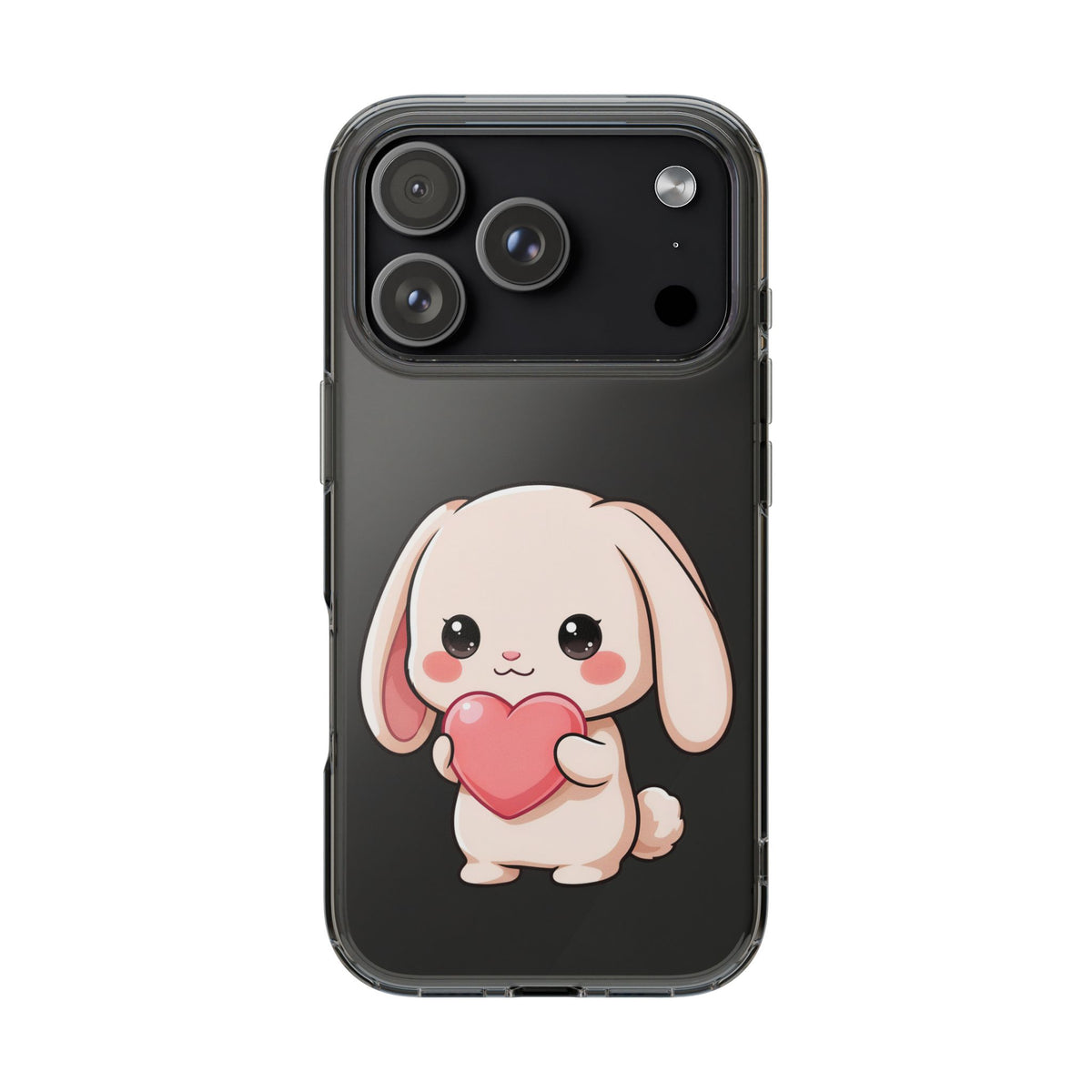 Kawaii Bunny Clear Phone Case with Heart