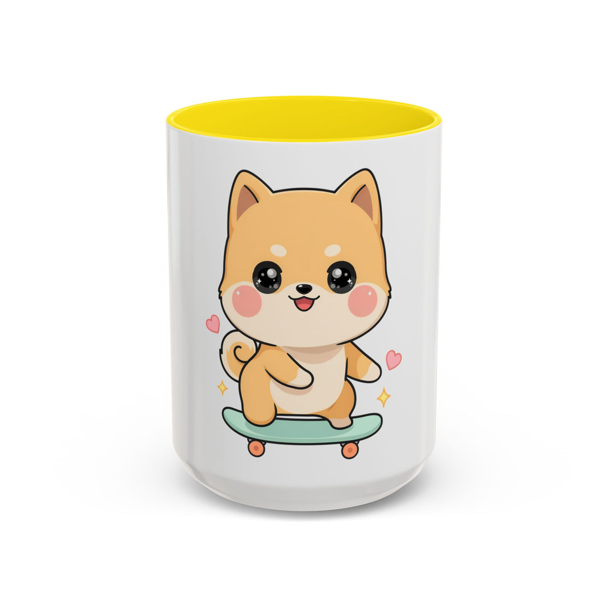 Kawaii Shiba Inu Skateboard Mug, Cute Accent Coffee Mug