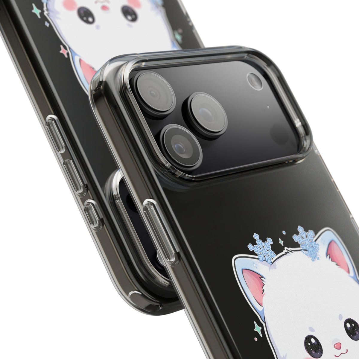 Kawaii Arctic Fox Phone Case, Cute Snowflake Clear Case