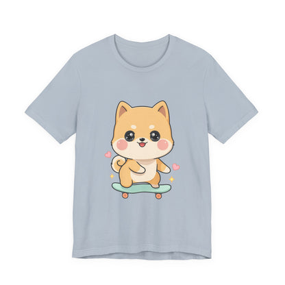 Kawaii Shiba Inu Skateboarder Tee for Dog Lovers