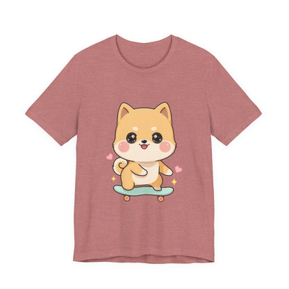 Kawaii Shiba Inu Skateboarder Tee for Dog Lovers