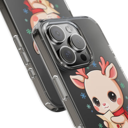 Christmas Reindeer Clear Impact-Resistant Phone Case