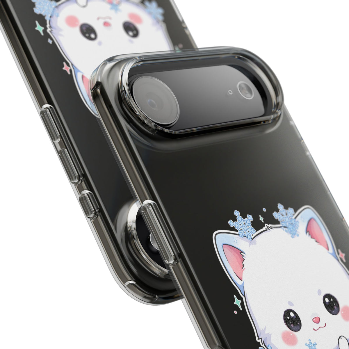 Kawaii Arctic Fox Phone Case, Cute Snowflake Clear Case