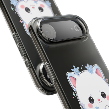 Kawaii Arctic Fox Phone Case, Cute Snowflake Clear Case