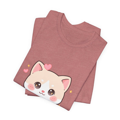 Kawaii Reading Cat T-Shirt for Book Lovers