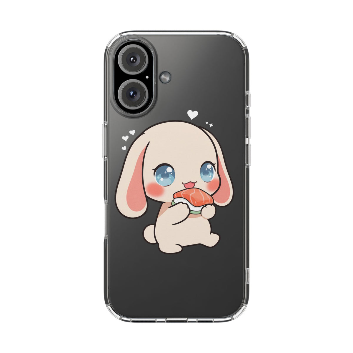 Kawaii Bunny Sushi Phone Case, Clear Impact-Resistant