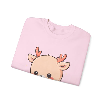 Kawaii Christmas Reindeer Sweatshirt, Cute Holiday Crewneck