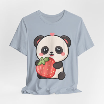 Kawaii Panda Strawberry T-Shirt – Sweet Chibi Animal Tee