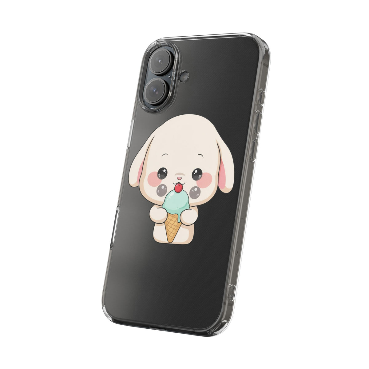 Kawaii Bunny Phone Case, Ice Cream Cutie Clear Case
