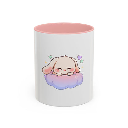 Kawaii Bunny Accent Coffee Mug, Dreamy Cute Animal Gift