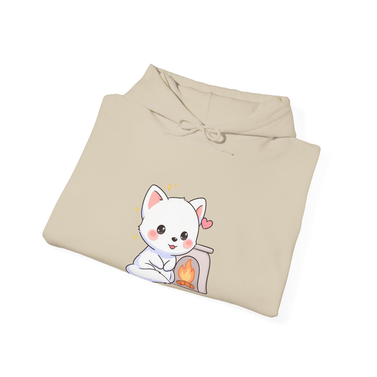 Kawaii Arctic Fox Hoodie for Cozy Fireplace Evenings
