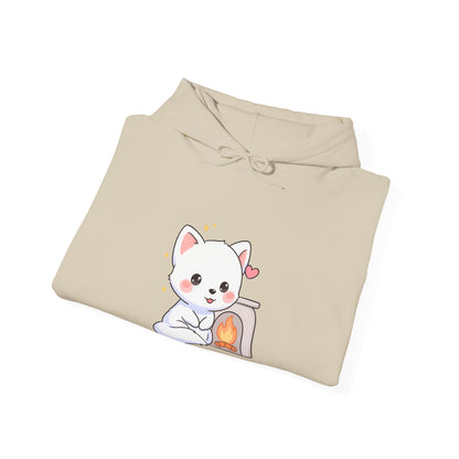 Kawaii Arctic Fox Hoodie for Cozy Fireplace Evenings