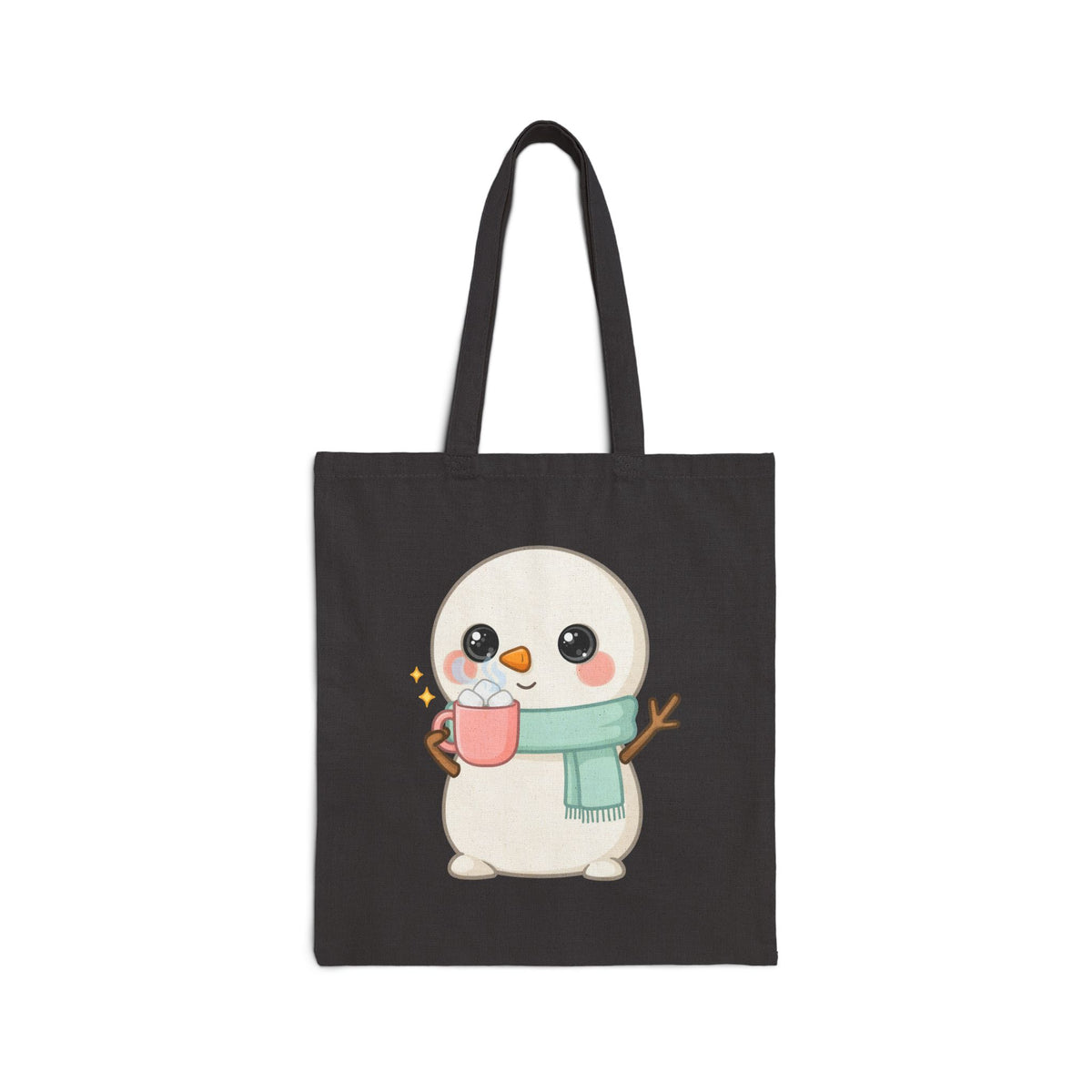Kawaii Snowman Cotton Canvas Tote Bag for Cozy Winter Days