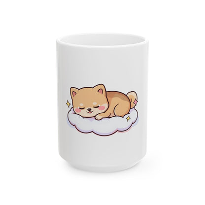 Sleeping Shiba Inu Mug, Cute Kawaii Dog Coffee Cup