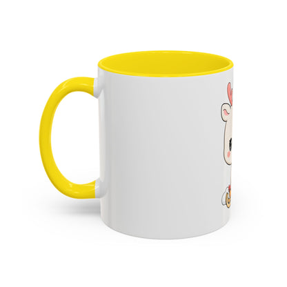 Christmas Reindeer Accent Coffee Mug, Cute Kawaii Sledding Gift