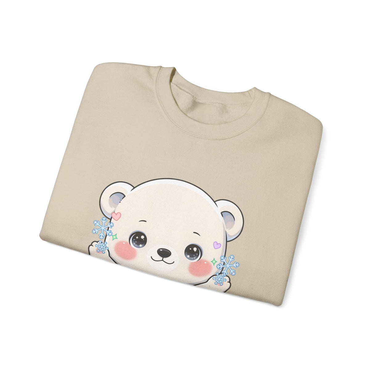 Kawaii Polar Bear Sweatshirt, Cute Snowflake Crewneck