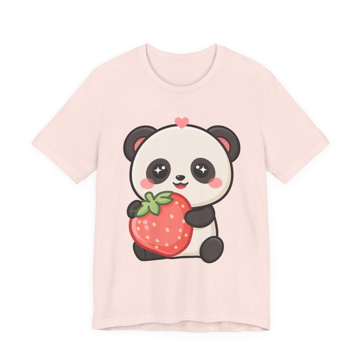 Kawaii Panda Strawberry T-Shirt – Sweet Chibi Animal Tee
