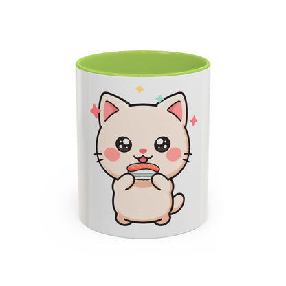 Kawaii Cat Sushi Mug, Cute Accent Coffee Mug