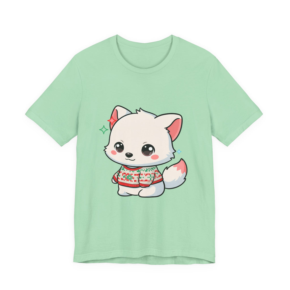 Kawaii Arctic Fox Christmas T-Shirt for Cute Holiday Fans