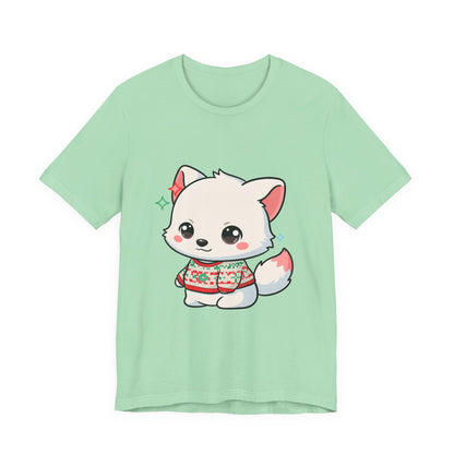 Kawaii Arctic Fox Christmas T-Shirt for Cute Holiday Fans