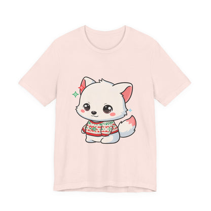 Kawaii Arctic Fox Christmas T-Shirt for Cute Holiday Fans