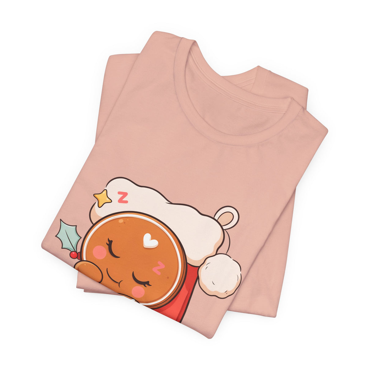 Sleeping Gingerbread Man Christmas T-Shirt, Kawaii Holiday Tee