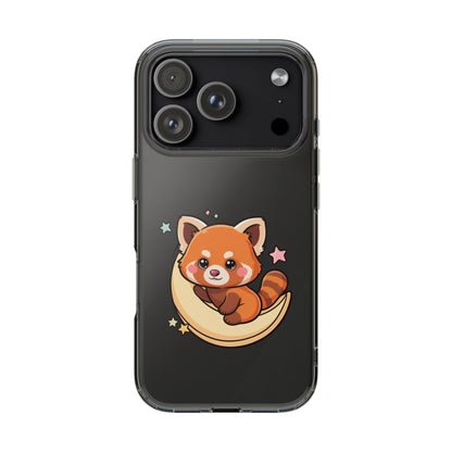 Red Panda Phone Case, Kawaii Moon Companion