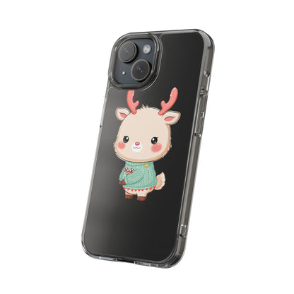 Kawaii Reindeer Clear Impact-Resistant Phone Case