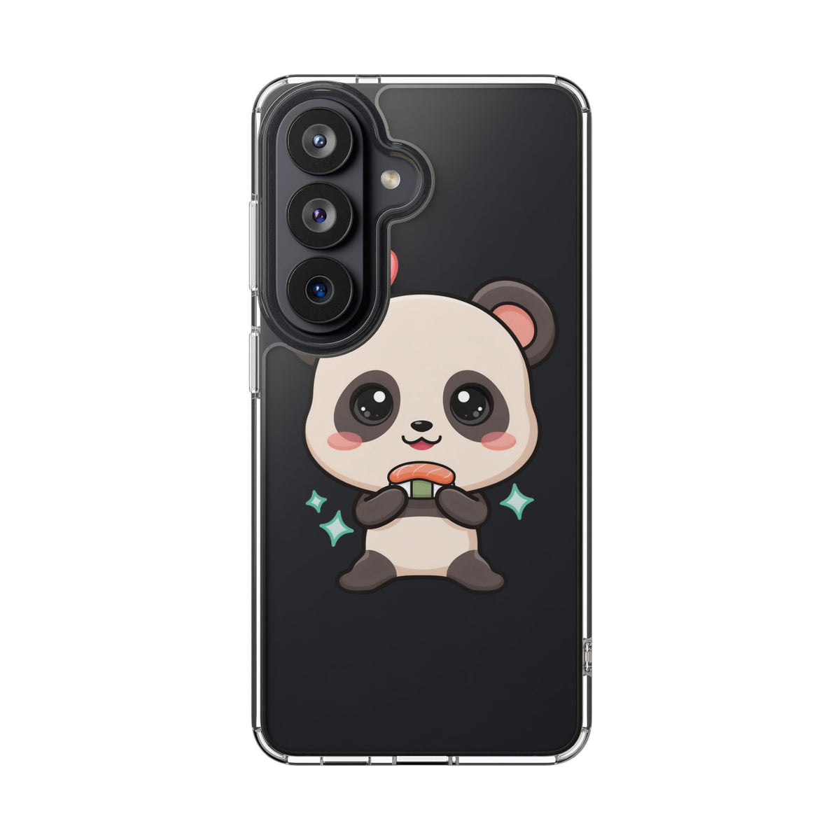 Kawaii Panda Sushi Phone Case, Clear Impact-Resistant Case