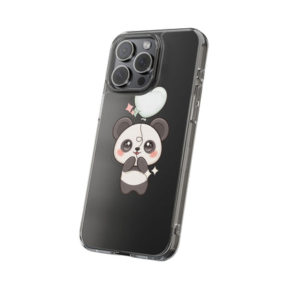 Kawaii Panda Clear Phone Case with Balloon