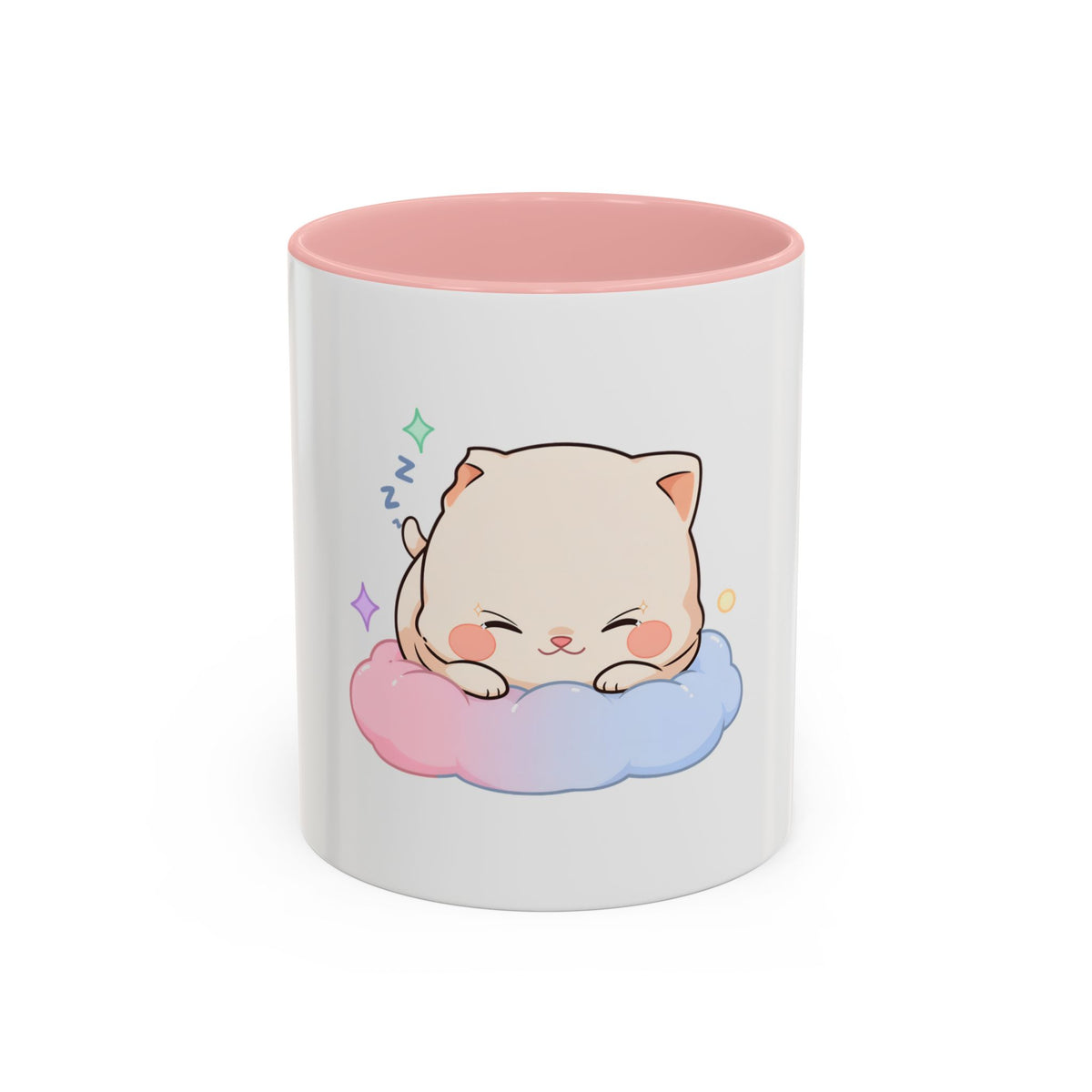 Kawaii Sleeping Cat Accent Coffee Mug