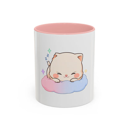 Kawaii Sleeping Cat Accent Coffee Mug