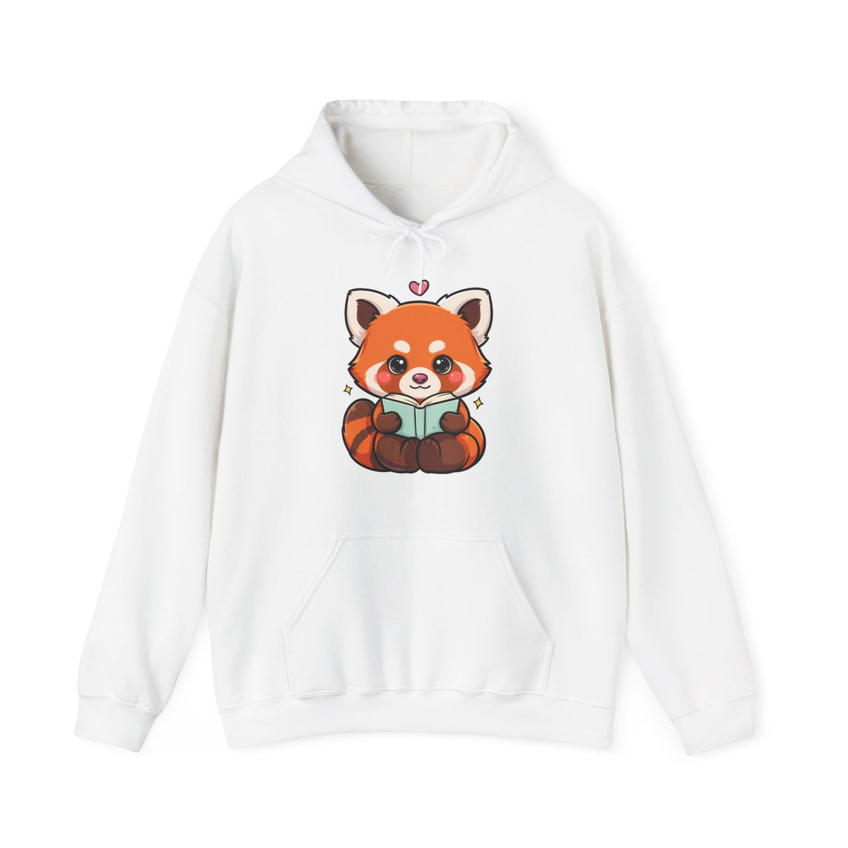 Cute Red Panda Reading Hoodie, Kawaii Book Lover Sweatshirt