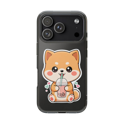 Kawaii Shiba Inu Phone Case for Bubble Tea Lovers