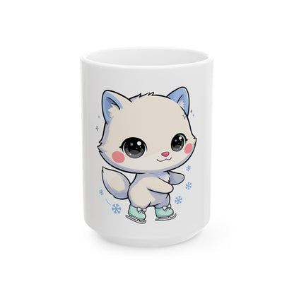 Kawaii Arctic Fox Mug for Cute Animal Lovers