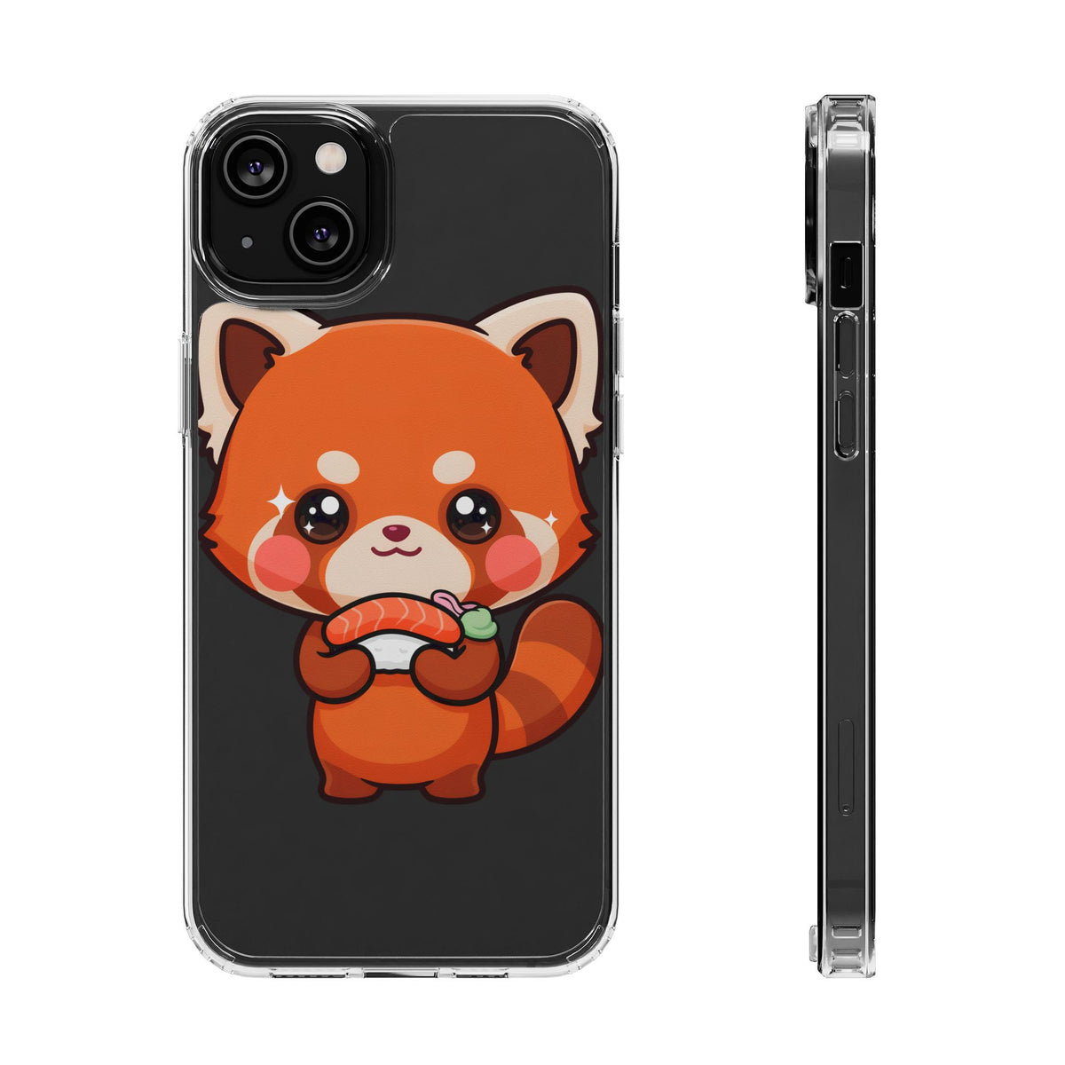 Red Panda Sushi Phone Case, Cute Kawaii Clear Case