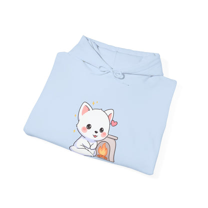 Kawaii Arctic Fox Hoodie for Cozy Fireplace Evenings