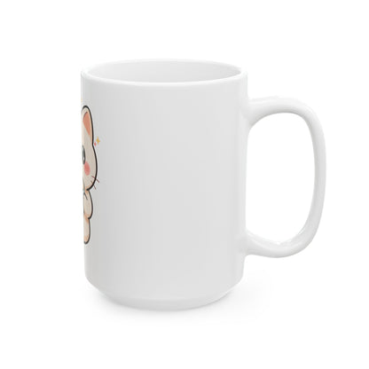 Kawaii Cat Latte Mug, Cute Chibi Coffee Lover Gift