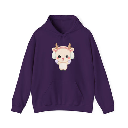 Kawaii Reindeer Hoodie, Cozy Cute Winter Sweatshirt