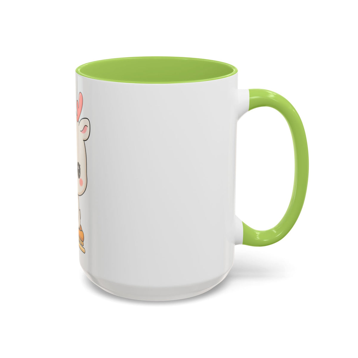 Christmas Reindeer Accent Coffee Mug, Cute Kawaii Sledding Gift
