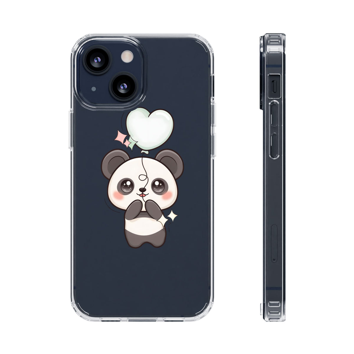 Kawaii Panda Clear Phone Case with Balloon